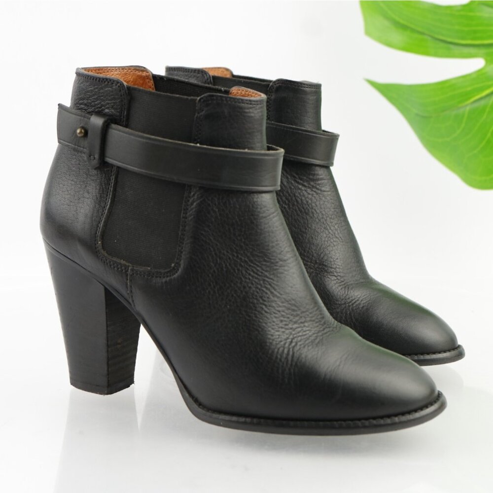 Madewell Womens Lonny‎ Boots Size 6.5 Black Leather Block Heel Chelsea Booties